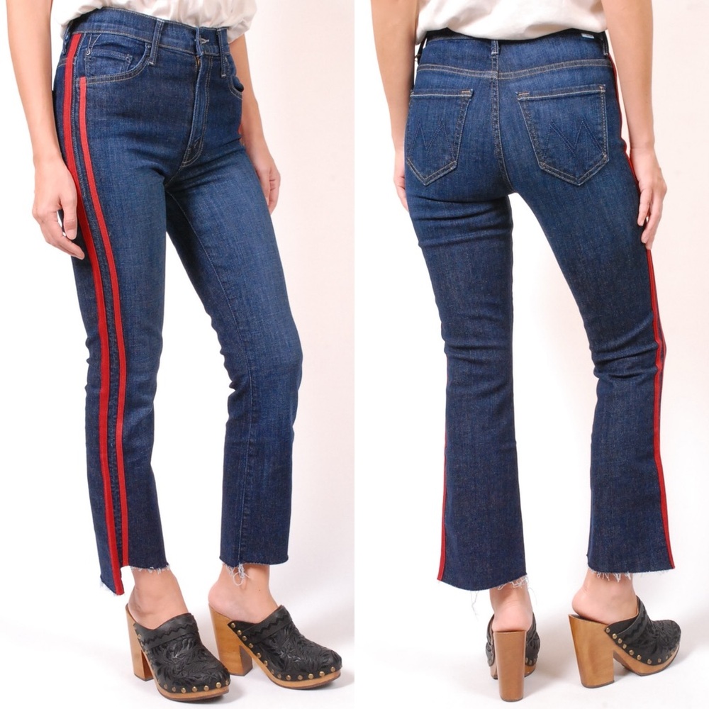 MOTHER Insider Step Fray High Rise Jean Speed Racer Blue Red Women’s Size 26
